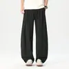 Pantalones Casuales a Cuadros de Lino Tencel Estilo Old Money Americano para Hombre, Pantalones de Pierna Ancha Sueltos de Lujo para Verano