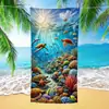 Amazon Cross-Border Estilo Verão Férias na Praia Toalha de Praia Microfibra Tartaruga Marinha Azul Toalha Esportiva