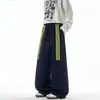 Calça Esportiva Casual Masculina Estilo Outono Novo Listras Americanas Masculina Solta Reta de Perna Larga Calça Cargo Marca Tendência Tamanho Plus