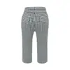 Pantalones cropped de cuadros estilo europeo y americano para mujer, pantalones casuales rectos de verano, pantalones skinny cigarette elásticos ajustados