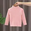 Suéter Infantil 2025 Inverno Novo Estilo Malha Forrado com Lã Não Forma Bolinhas Camisa Quente Estilosa Camada Base para Bebês
