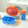 Marmita de Aço Inoxidável 304, Selada e Conserva Frescor, Caixa Bento Compartimentada para Refeição Leve, Marmita Portátil para Estudantes, Micro-ondas