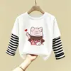 Blusa Patchwork Casual para Menina Roupas de Algodão Puro Infantil Novo Estilo Moda Tendência Manga Longa Primavera e Outono
