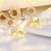 Pendientes de estilo coreano de plata de ley 925 con forma de trébol de cuatro hojas y aguja de diamante, pendientes de moda para mujer, pendientes con sensación de vibración, suministro rápido a mano.