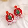 Pendientes acrílicos con diseño de muñeco de nieve y jengibre de aguja plateada para niños, divertidos pendientes de Papá Noel con diseño de árbol de Navidad y dibujos animados.