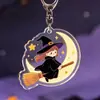 Estilo europeo y americano casa embrujada gato negro llavero acrílico colgante que brilla en la oscuridad fábrica de regalos etiqueta de venta al por mayor