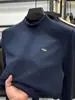 Luxo Leve Veludo Real! Camiseta Masculina de Manga Longa em Veludo Dupla Face Bordada com Abelhinha, Moletom Casual Espesso e Quente de Inverno