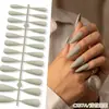 Puntas de Uñas Europeas y Americanas de Moda de Gama Alta Mate de Punta Larga, Colección de Color Sólido, Piezas para Uñas, 24 Piezas