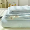 Nuevo juego de sábanas de franela de leche a cuadros de grado A para bebé y maternidad 2026, con un diseño sencillo de color liso, funda de almohada antiestática y funda de edredón (conjunto de tres piezas)