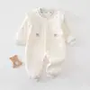 Macacão de algodão fino para bebê, estilo outono e inverno, roupa de inverno estilosa e fofa para bebês meninas, roupinha quente acolchoada para recém-nascidos