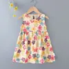 Vestido de Playa de Algodón y Seda Floral de Princesa para Niños 2026 Verano Nuevo Vestido de Tirantes para Bebé Ropa para el Hogar con Aire Acondicionado