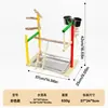 Soporte para loro con plataforma de madera ahumada, juguete colorido masticable y para afilar garras, soporte interactivo de entrenamiento, percha para loro