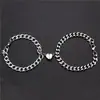 Europa y Estados Unidos viento frío Pulsera de amor personalidad imán atracción pulsera hacer viejo un par de imán piedra amantes adornos de mano mujeres