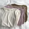 Camiseta de Terciopelo Doble Cara de Manga Larga para Mujer Otoño e Invierno Cálida Camiseta Base Interior Top Exfoliante Holgado Adelgazante Todo Fósforo