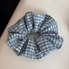 Scrunchie de Tecido Xadrez Artístico Estilo Coreano para Mulheres, Elástico Simples Grande para Cabelo, Acessório de Cabelo de Alta Qualidade