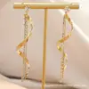 Pendientes Largos con Borlas de Estilo Lujo Ligero y Minimalista, Hilo para Oreja Ondulado en Forma de S para Mujer E7261, Ofreciendo una Sensación de Alta Gama