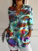 Camisa de manga de siete puntos con hombro descubierto para mujer transfronteriza, tendencia de verano europea y americana, estampado floral, impresión 3D