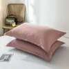 Funda de almohada de algodón puro de color liso, algodón puro de alta cuenta, alta densidad, sarga, estampado y teñido reactivo, sobre, dormitorio, hotel, hotel famoso, venta al por mayor