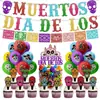 Suministros Decorativos para Fiesta del Día de Muertos Bandera de Letras Tarjeta Tamaño Pastel Globo Set de Fiesta del Día de Muertos