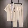 2026 Conjunto de Camisa de Manga Curta e Calça Masculina Temu Transfronteiriço Simples Estampado 3D Moda Casual Verão e Outono