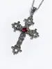 Colares com Pingente de Cruz Grande de Cristal Punk para Mulheres Homens Gótico Irregular Cruz Corrente Clavícula Colares Joias