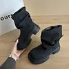 Botines Maillard para Mujer 2026 Otoño/Invierno Nuevos Marrones Estilo Británico Retro Tubo Corto de Suela Gruesa Botas Martin
