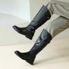 Outono e Inverno Novos Botas de Cavaleiro de Cano Alto Masculinas Tamanho Grande Botas de Couro Botas Equestres