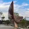 Escultura de Fênix Aço Inoxidável Asas Grandes de Fênix Concha Metal Abstrato Paisagem Luminosa Asas Elemento Aquático Ornamento