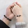 Pulsera de Pareja Imán Atractor de Gravedad Obsidiana Cristal Blanco para Hombres y Mujeres, un Token de Regalo Conmemorativo de Plata