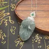 Colgante de Hoja Grande de Jade Birmano Natural Grado A, Moderno y Versátil, Artículo 9086, Transparente como el Hielo