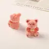 Lindo peluche de oso creativo con flocado de resina, adornos estéreo para escritorio de computadora, accesorios de decoración de joyería de dibujos animados DIY