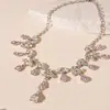 Collar de Borlas con Hojas Incrustadas de Diamantes Estilo Lujo Ligero Estilo Europeo y Americano Personalidad Celebridad de Internet Elegante Nicho Collar de Clavícula de Alta Calidad para Mujeres
