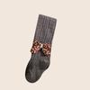 Calça Infantil Feminina Cor Cacau Padrão Espiga de Trigo Estilo Pastoral Lateral Floral Pequeno Tridimensional Laço Grande