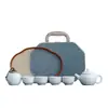 Conjunto de Chá da Fornalha Ru Conjunto de Chá Portátil para Viagem ao Ar Livre Bule Xícaras de Chá Pratinhos Gaiwan Conjunto Completo Brinde Corporativo