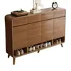 Mueble zapatero para la entrada de casa, almacenamiento integrado para la entrada, mueble de recibidor interior de pared, nuevo modelo 2025, zapatero de madera maciza para la entrada