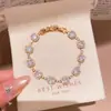 Pulsera de Hebilla Cuadrada con Circonia Chapada en Oro de 18 Quilates Diseño Exquisito Pulsera de Lujo Ligero Temperamento Nicho Versátil