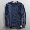 Camiseta de Algodón con Cuello Redondo para Hombre Manga Larga Holgada Camiseta de Algodón con Cuello Redondo Moda Juvenil Camiseta Básica-Shimizu
