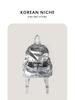 Mochila de Viagem Estilo Coreano 2024 Nova Chegada Feminina Artística Retrô Tecido de Nylon Fivela Encolhimento Mochila Casual