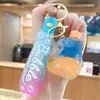 Chaveiro Garrafa de Areia Movediça com Contraste de Cores Azul e Laranja Coração do Oceano Desenho Animado Fofo Exquisite Pequeno Acessório de Menina Pingente para Mochila