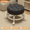 Taburete con rueda giratoria para uso doméstico, taburete bajo con ruedas, taburete móvil, silla para niños, taburete pequeño para sala de estar con ruedas y respaldo
