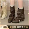 Botas Retro Maillard de Punta Gruesa para Mujer 2026 Nuevo Estilo Otoño para Mujeres Petitas, Acortadoras y Adelgazantes Botines