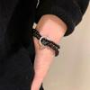 2024 Nova pulseira de miçangas com fivela de segurança estilo chinês para mulheres, anel duplo empilhado, estilo retrô preto, pulseira de casal, pulseira para namoradas