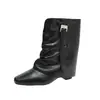 Botas Retro Otoñales Estilo Coreano para Mujer con Aumento Oculto de Altura Botas de Moda Nuevas Hebilla Elegante Punta Cuadrada Botines 2026