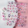 Lindo sticker de arte de uñas en relieve de dibujos animados, sticker adhesivo de recompensa para niños, sticker en relieve de panda conejo para decoración de uñas