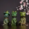Amapola DIY Espejo de Resina Gato Mágico Soporte de Exhibición Gato Pirata Diabólico Llavero Molde de Silicona