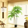 Planta Artificial Verde Nandina Bambu Planta Falsa High-End Luxo Leve Árvore Decorativa para Sala de Estar Ornamentação de Chão Interna Grande em Vaso