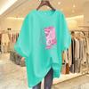 Camiseta Blanca de Manga Corta con Oso Estilo Japonés y Coreano para Mujer de Longitud Media Verano 2023 Nueva Holgada de Algodón Holgada Estilo Coreano Talla Grande