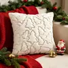 Funda de Almohada Popular Navideña Transfronteriza con Lazo Navideño y Bordado de Estrella de Cinco Puntas, Cojín para Sofá, Funda de Almohada para Decoración del Hogar