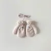 Bufanda Coreana para Niños Yipan Estilo Nuevo Moda Ins Guantes de Invierno Color Sólido Engrosados Cálidos Protección contra el Frío Guantes para Colgar en el Cuello