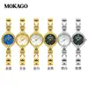 Reloj Femenino Popular Transfronterizo Moka, Esfera de Nácar de Lujo Ligero, Reloj de Cuarzo Compacto, Reloj de Pulsera Redondo Simple Impermeable para Mujer